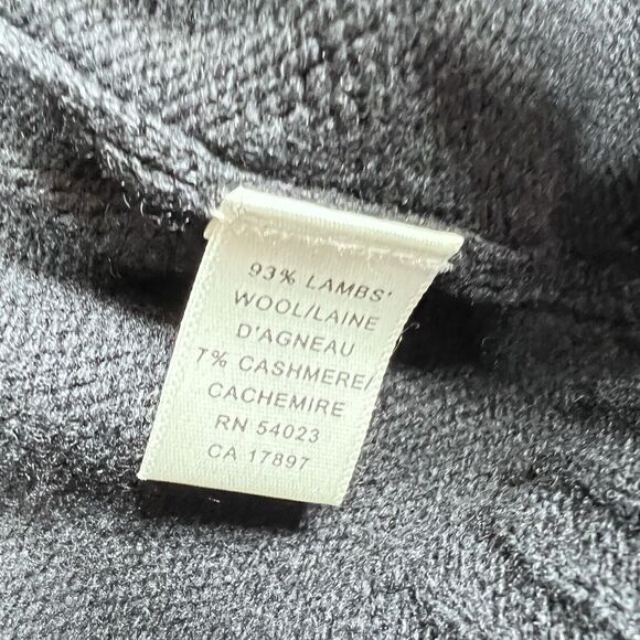 Banana Republic Sweater Mens Large Lambswool Cashmere 1/4 Zip Black/ Blue Stripe - Picture 8 of 10